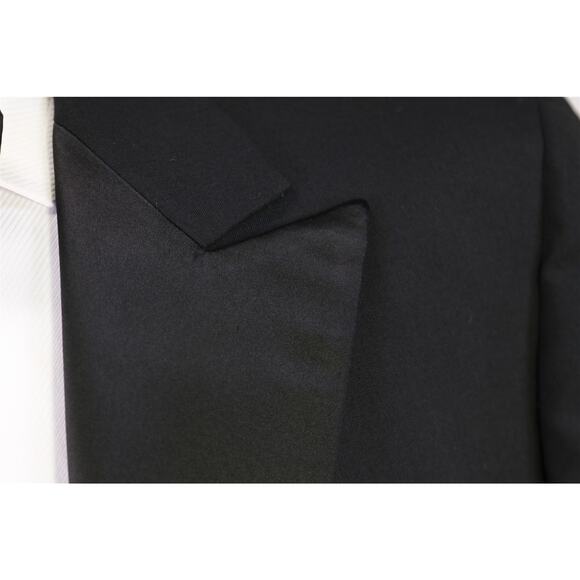 Tom James Vintage 70s Black Peak Lapel Tuxedo Blazer Jacket Wedding Custom 46R - Picture 5 of 8